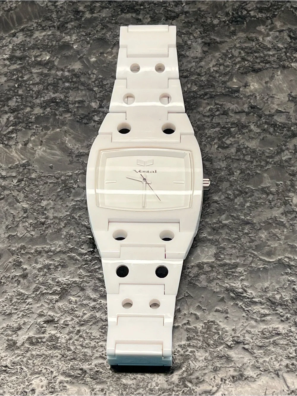 Vestal White Link Watch with Silver Accents